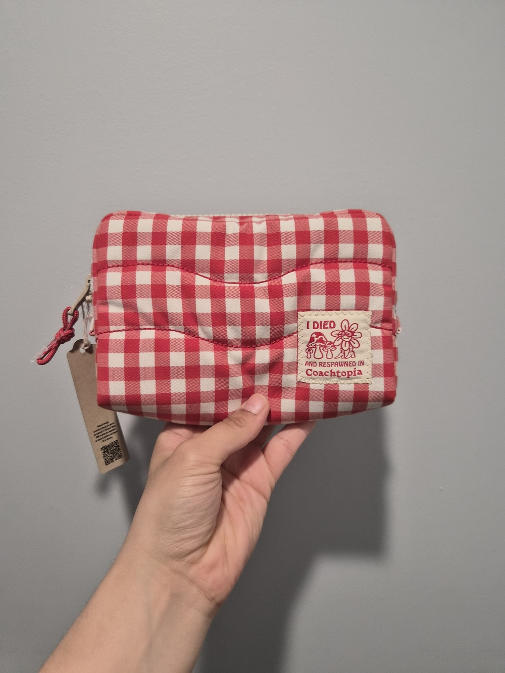 Coachtopia Red Gingham Cosmetic Pouch